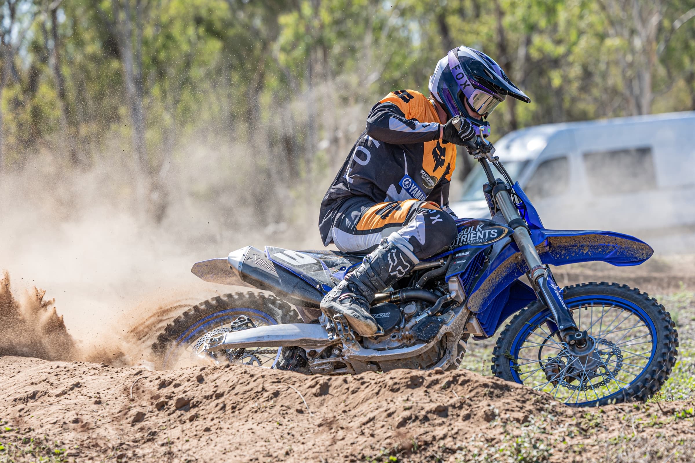 Judd Chislett cornering on a sand track
